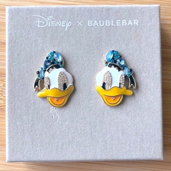 Brand New Disney x BaubleBar Donald Duck Sparkly Blue Hat Post Earrings - Picture 7 of 16